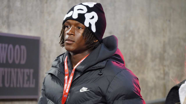 Recruit Vernell Brown III visits Ohio Stadium the day of the Ohio State, Michigan State football game on Nov. 11, 2023.